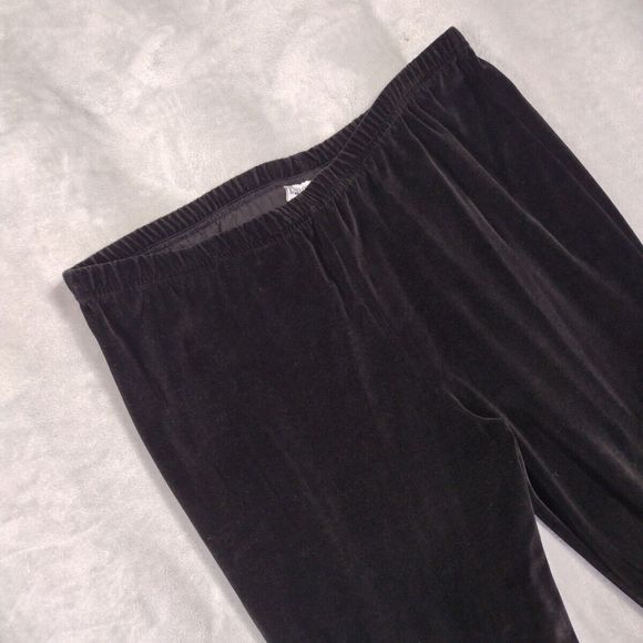 Velour Jogger Pants Black Pull On Elastic Waist Size L Vintage Liz claiborne - Picture 4 of 12